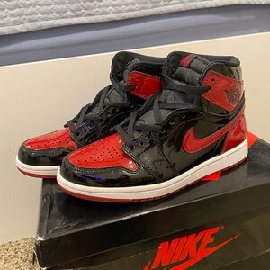 Nike Kids' Air Jordan 1 High Top - Black & Red Patent